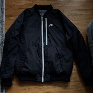 Nike Men's Black and Gray Bomber Jacket